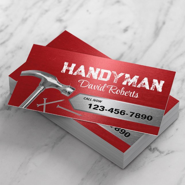 Handyman Reparation & Maintenance Service Red Meta Visitkort (Skapare uppladdad)