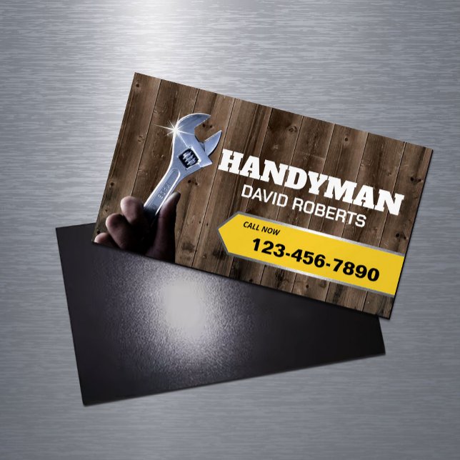 Handyman Reparation Maintenance VS Wood Magnetiska Visitkort (Skapare uppladdad)