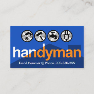 Handyman Rooftop Silhouette Home Reparation Visitkort