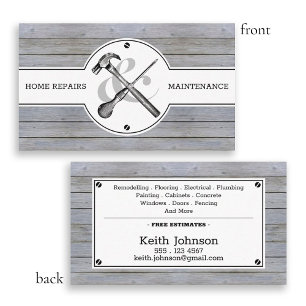 Handyman Rustic Grått Wood Vintage Construction Visitkort