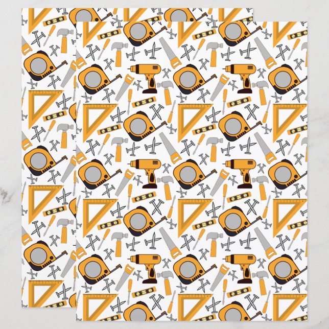 Handyman Scrapbook Papper i Gult (Fram/baksida)