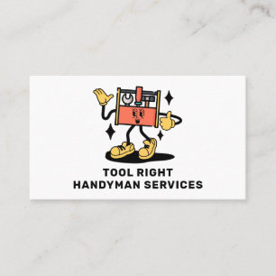 Handyman Services Home Repair Toolkit Retro Mascot Visitkort
