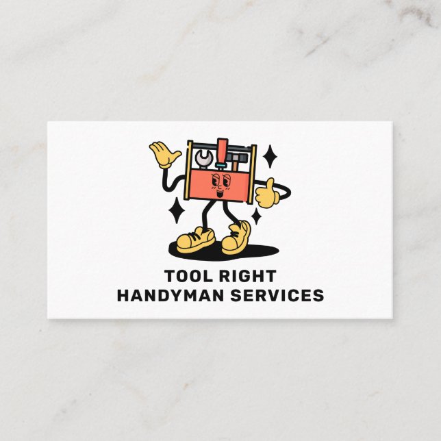 Handyman Services Home Repair Toolkit Retro Mascot Visitkort (Framsida)