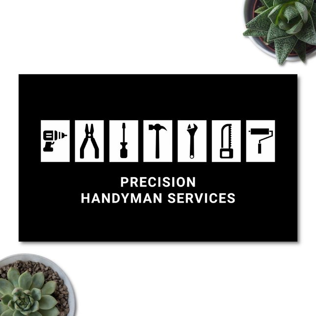 Handyman Services Home Reparation Verktyg Modern B Visitkort (Modern, bold and minimalist handyman business card)
