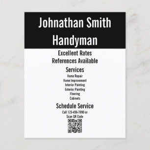 Handyman Services svartvitt QR-kodmall Flygblad