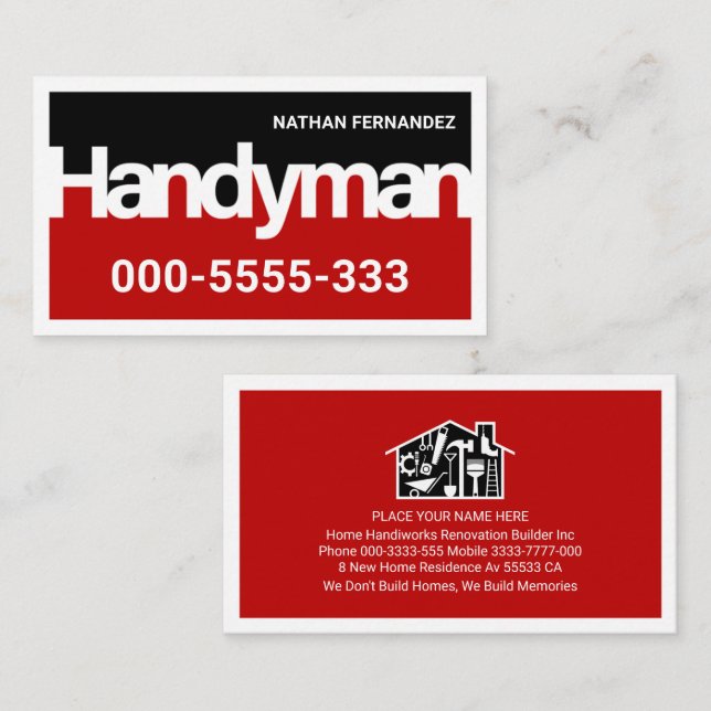 Handyman Signage Frame Builder  Visitkort (Fram/baksida)