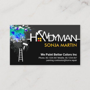 Handyman Signage Peeling Paint Splatter Visitkort