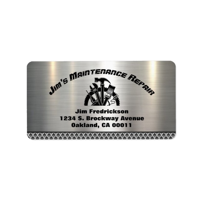 Handyman Steel Plate Maintenance Service Adress Adressetikett (Framsidan)