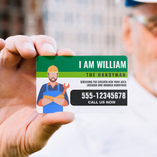 Handyman Tecknad Guy House Reparation & Maintenanc Visitkort