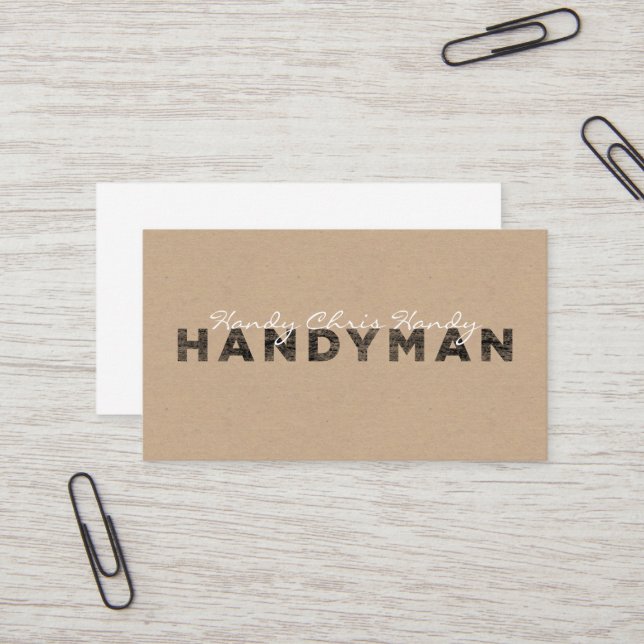 Handyman [tittar boktryckstil-/hantverkpapper] visitkort (Fram/Back In Situ)