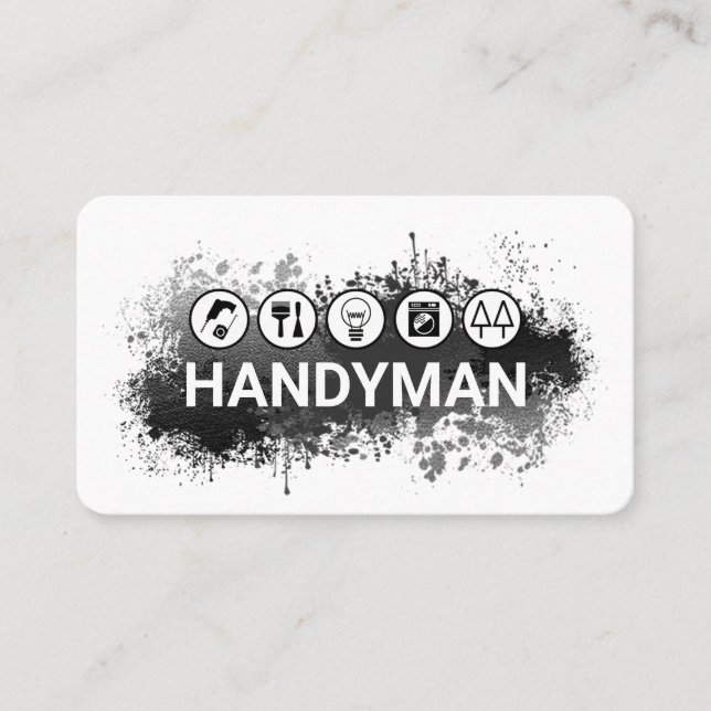 Handyman Tools In Paint Splatter Visitkort (Framsida)