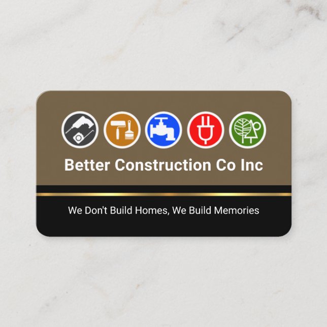 Handyman Tools On Brown Gold Line Layers Visitkort (Framsida)