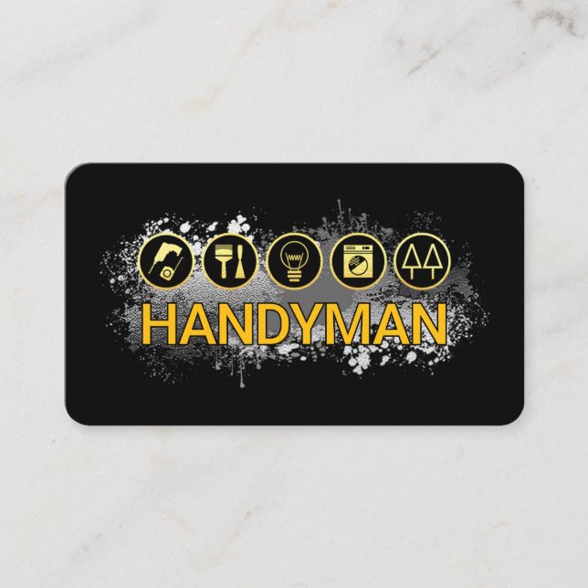 Handyman Tools On Paint Splatter Visitkort (Framsida)