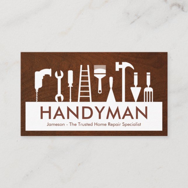 Handyman Tools Silhouette Placard Visitkort (Framsida)