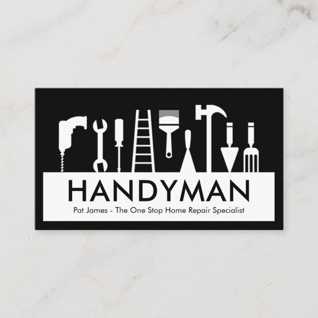 Handyman Tools Silhouette Placard Visitkort (Framsida)