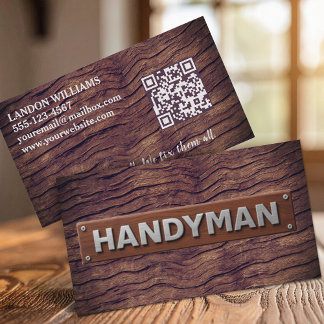 Handyman Underhåll Reparationstjänst Trä QR-kod Visitkort