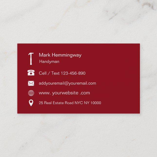 Handyman unika Businesscards Visitkort (Framsida)