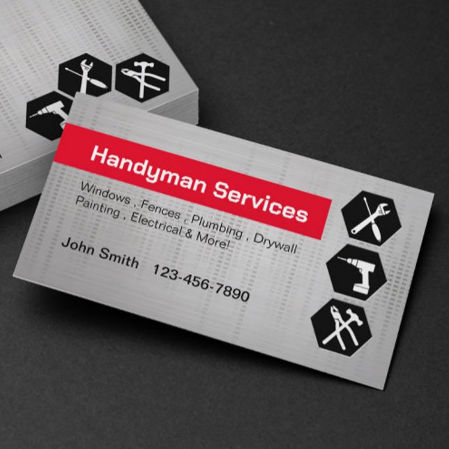 Handyman - uppbyggnad Modern Red Label Visitkort (Skapare uppladdad)
