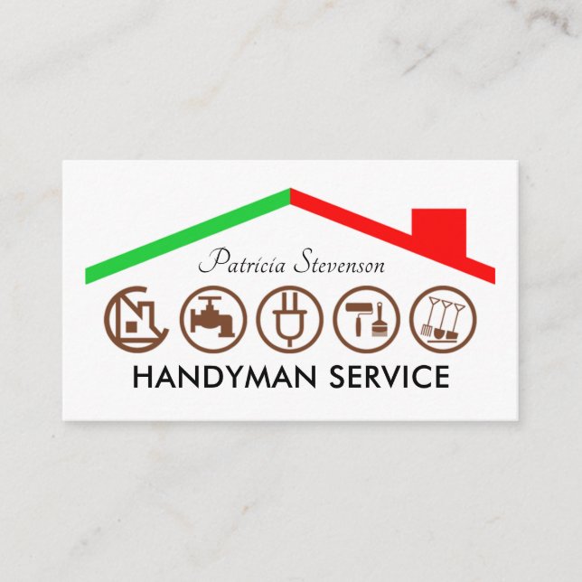 Handyman Verktyg Byggnad Tak Visitkort (Framsida)
