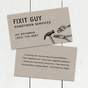Handyman Verktyg, Home Improvement Kraft Business Visitkort