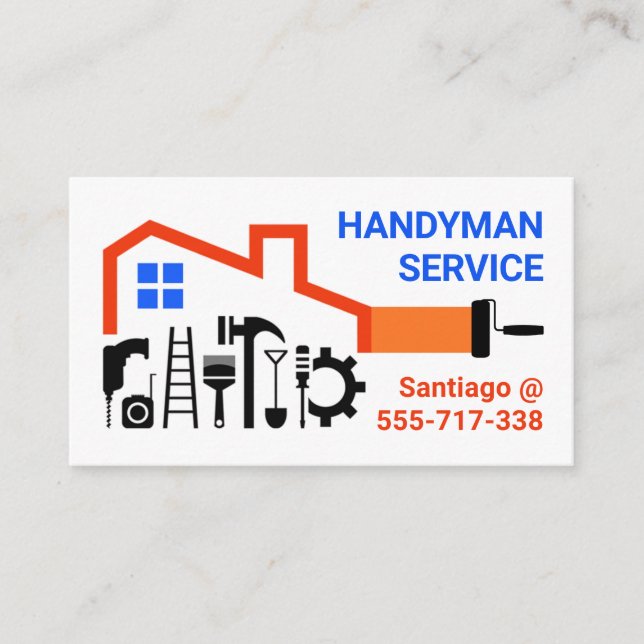 Handyman Verktyg Home Ram Byggnad Visitkort (Framsida)