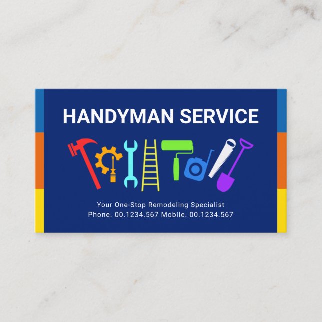 HANDYMAN VERKTYG i RAND Visitkort (Framsida)