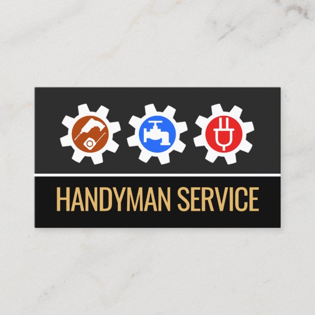 Handyman Verktyg Ikoner Kugghjul Visitkort (Framsida)