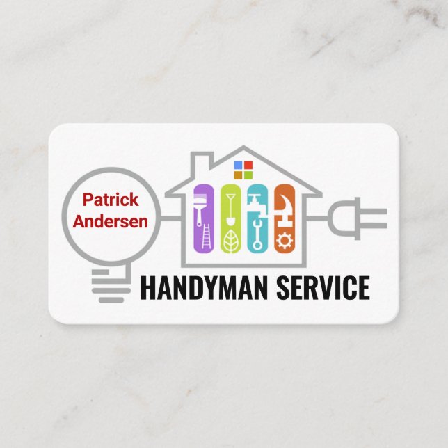 Handyman-verktyg Inuti Hems Elektriska Ledningar Visitkort (Framsida)