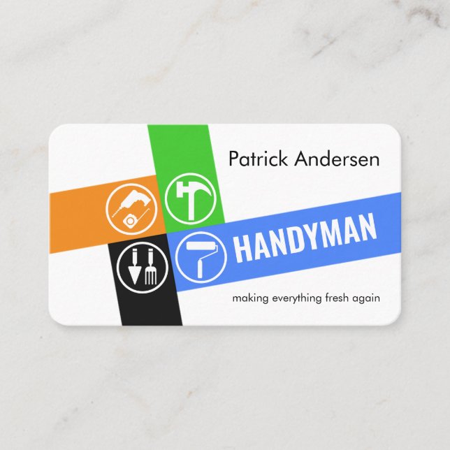 Handyman Verktyg Korslagda Lager Visitkort (Framsida)