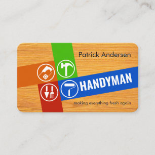 Handyman Verktyg Korsvis På Trä Visitkort