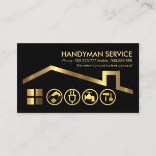 Handyman Verktyg på taktopp i Guld Visitkort