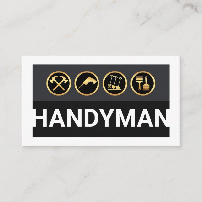 Handyman-verktyg på vit kant visitkort (Framsida)