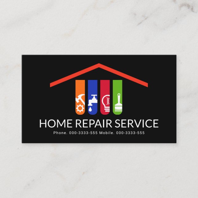 Handyman Verktyg Rooftop Byggnad Visitkort (Framsida)