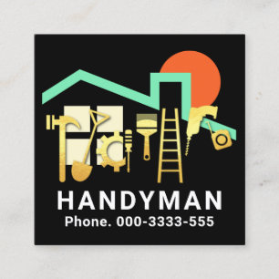 Handyman Verktyg Rooftop Stigning Sol Fyrkantigt Visitkort
