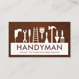 Handyman Verktyg Silhuett Skylt Visitkort