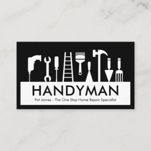 Handyman Verktyg Silhuett Skylt Visitkort