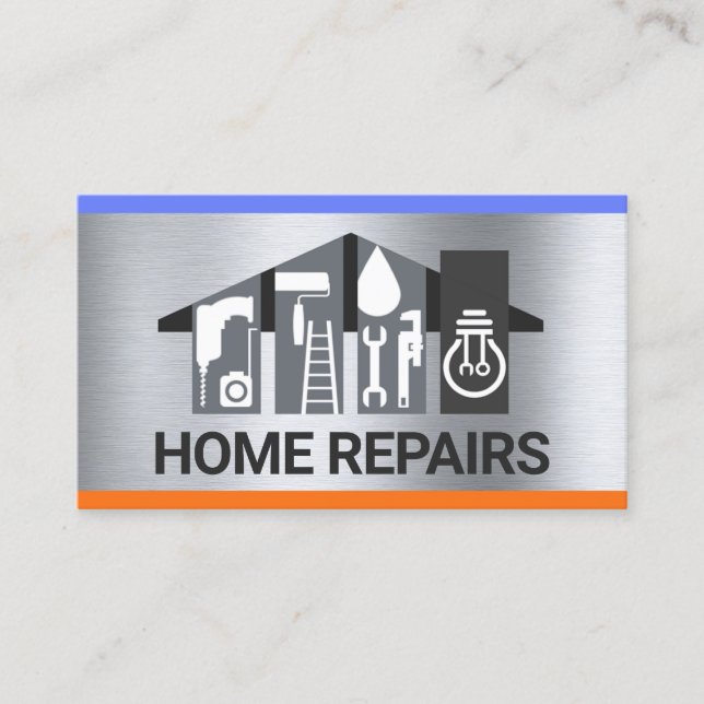 Handyman Verktyg som Bygger i Silver Visitkort (Framsida)