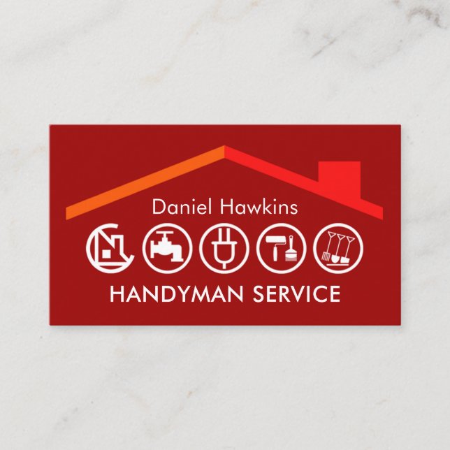 Handyman Verktyg Tak Byggnad Visitkort (Framsida)