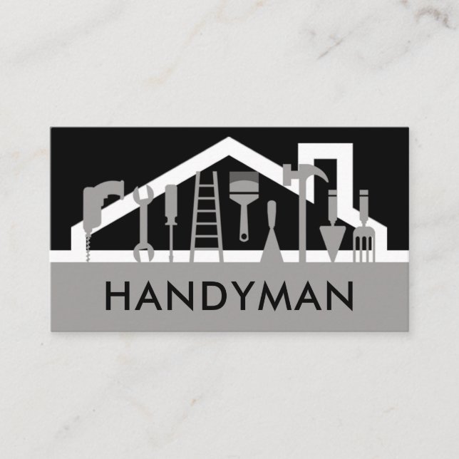Handyman Verktyg Tak Silhuett Visitkort (Framsida)