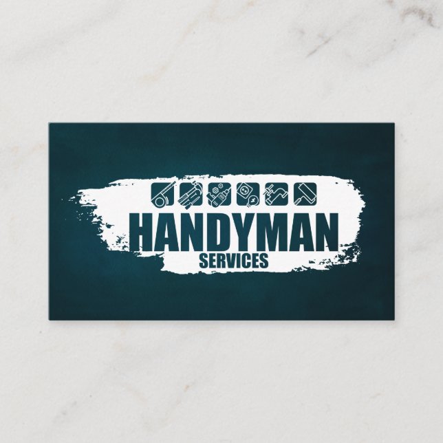 Handyman: vit färg och ikoner visitkort (Framsida)