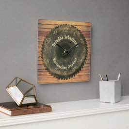 Handyman Woodworking Rustic Saw Blade-mall Fyrkantig Klocka