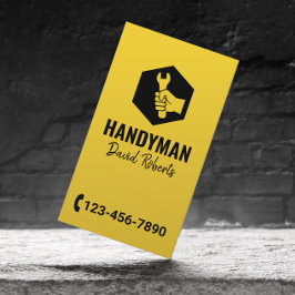 Handyman Wrench Hand Logotyp Guld Reparation Servi Visitkort