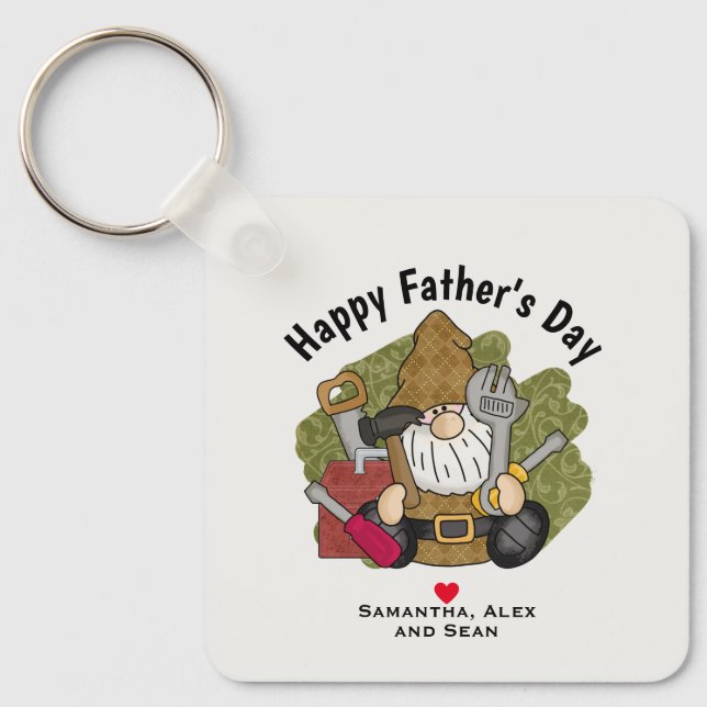 Handymannen Garden Gnome, anpassad och Personlig Nyckelring (Framsida)