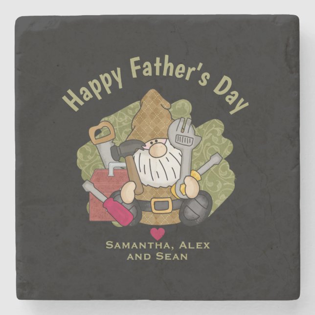 Handymannen Garden Gnome, anpassad och Personlig Stenunderlägg (Framsidan)