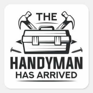 Handymannen har kommit fyrkantigt klistermärke