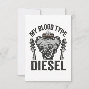 Handymannen Min blodtyp Diesel Funny Auto Mechanic Tack Kort