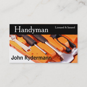 Handymannen reparerar servar visitkort