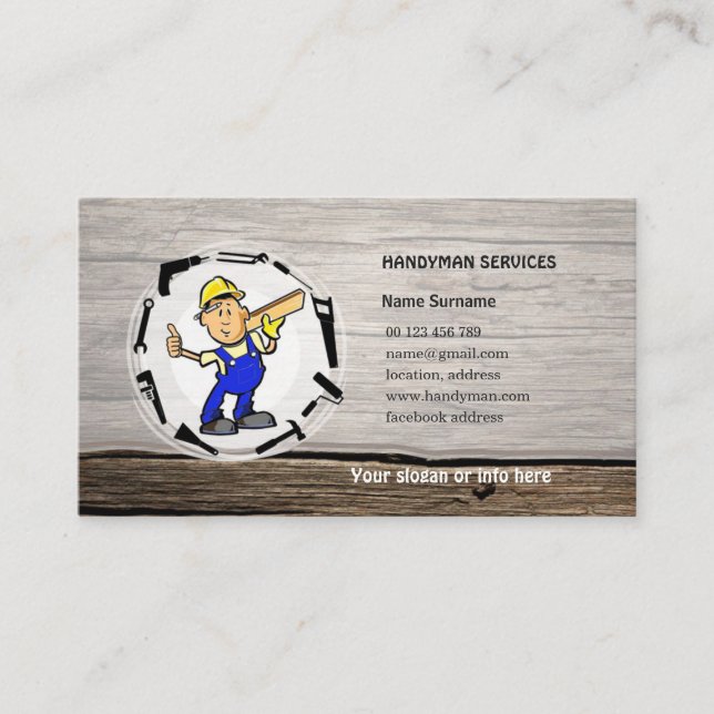Handymannen servar businesscard visitkort (Framsida)