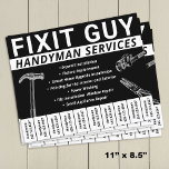 Handymannens matarmatur av Mobilt nummer Reklamblad<br><div class="desc">Svart och vit Handyman-matarmatur av Mobil nummerreklamflygare</div>