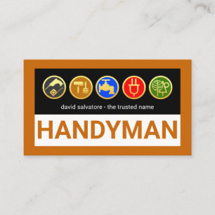 Handymanverktyg på brun kant visitkort